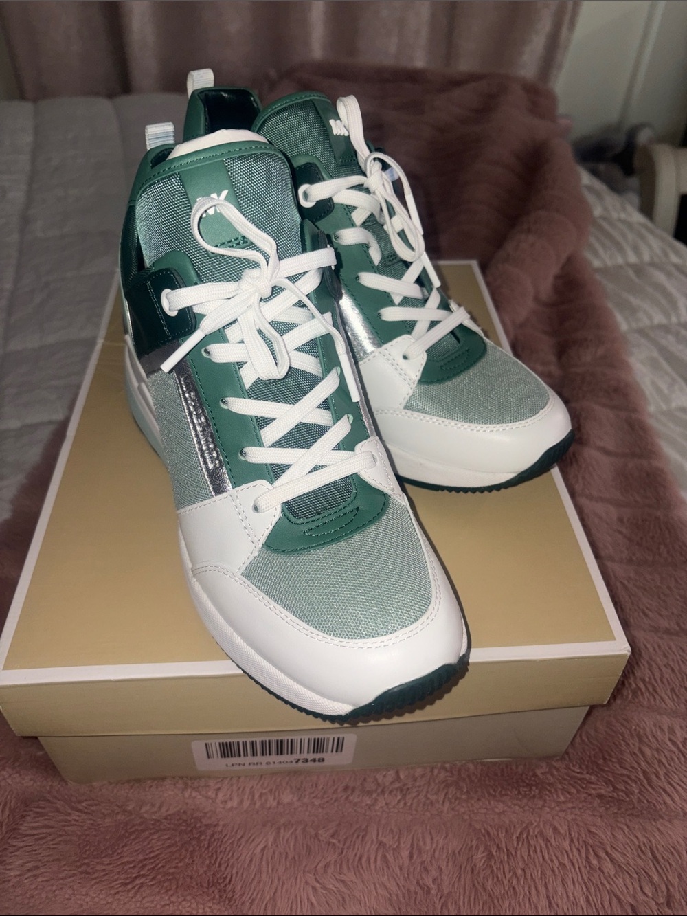 Michael Kors Green and White High-Top Sneakers